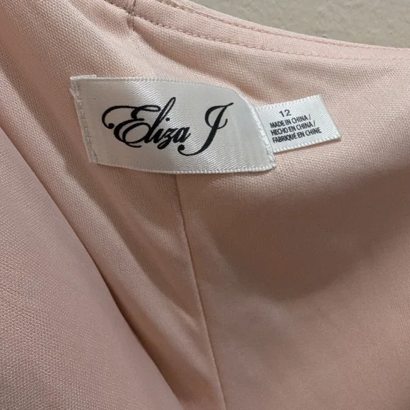Eliza J One-Shoulder Satin Bow Blush Pink Evening Formal Dress Maxi Gown- 12 - Picture 11 of 16